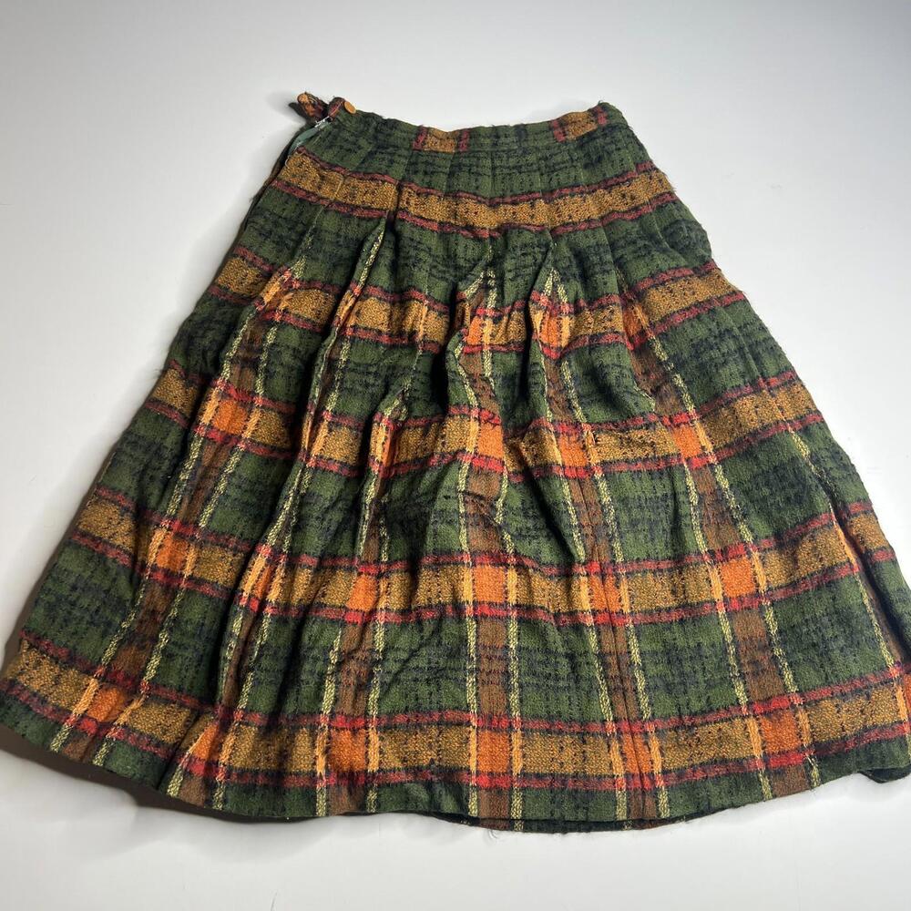 Vintage 1940s Wool‎ Plaid Skirt Falcon Zipper Workers Union Made USA